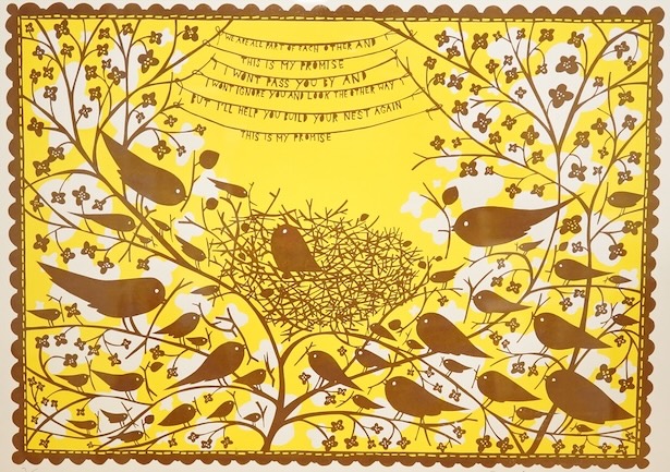 Robert Ryan (b.1962), 'We are all part of each other...' signed and numbered 3/200 to the margin, limited edition laser cut print created to raise funds for the children of Haiti, 49 x 67cm